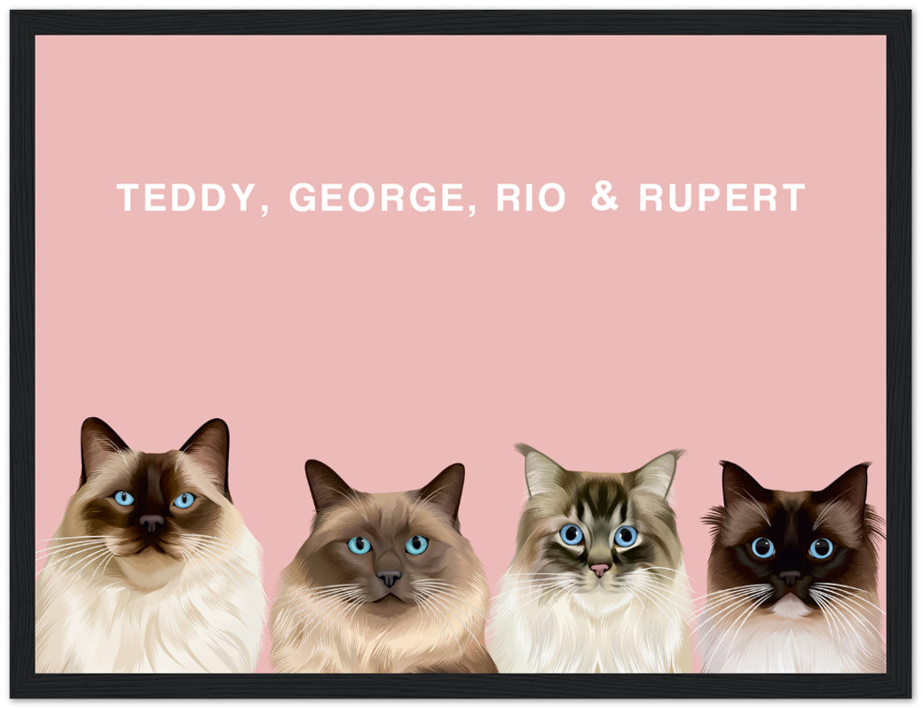 Four Pet Custom Pawtrait