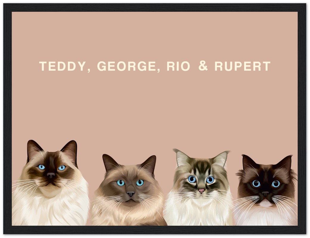 Four Pet Custom Pawtrait