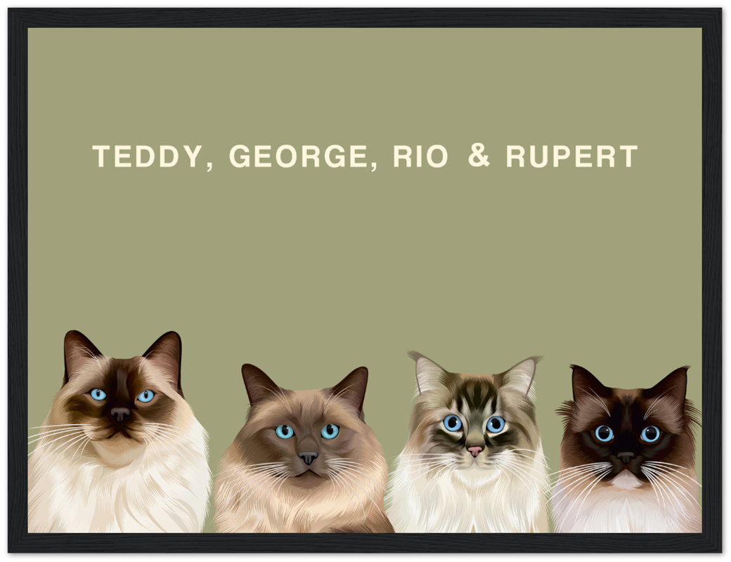 Four Pet Custom Pawtrait