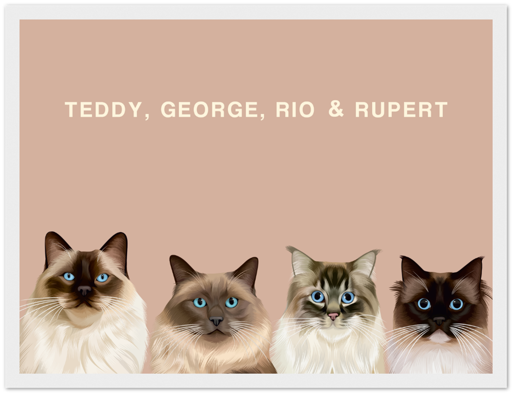 Four Pet Custom Pawtrait