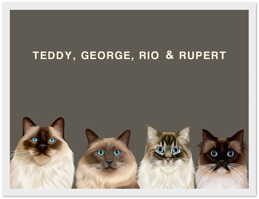 Four Pet Custom Pawtrait