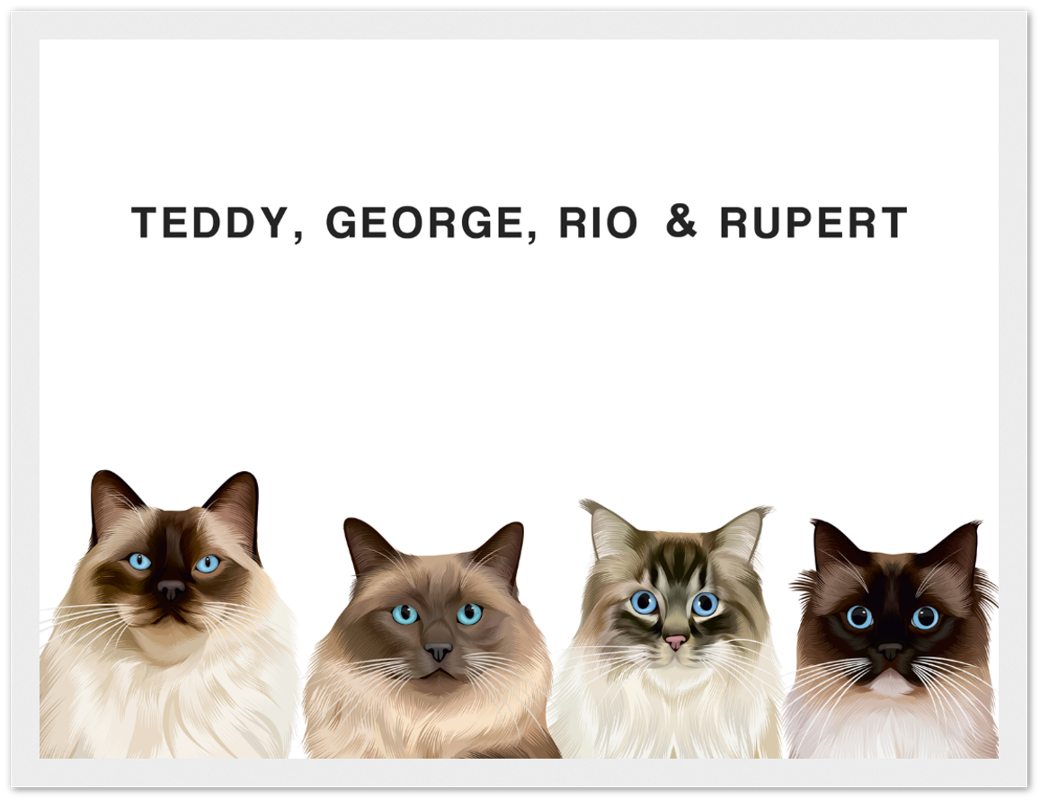 Four Pet Custom Pawtrait