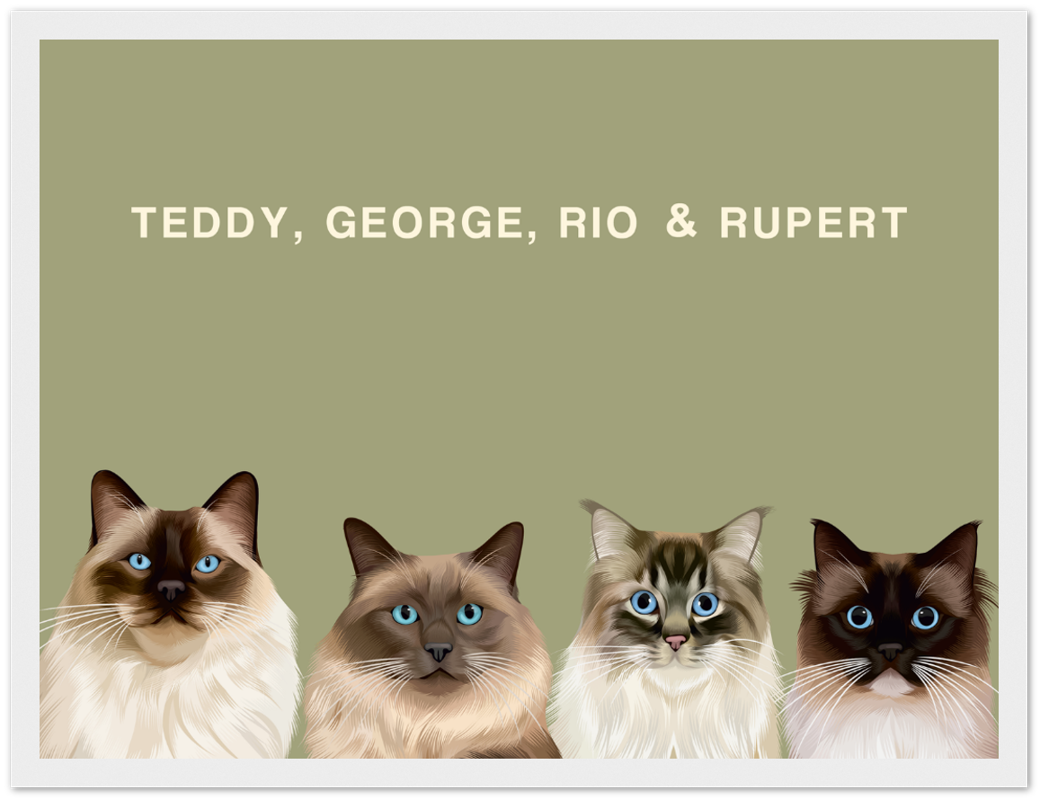 Four Pet Custom Pawtrait