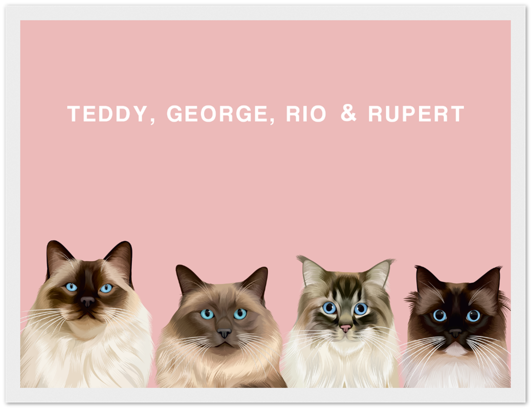 Four Pet Custom Pawtrait