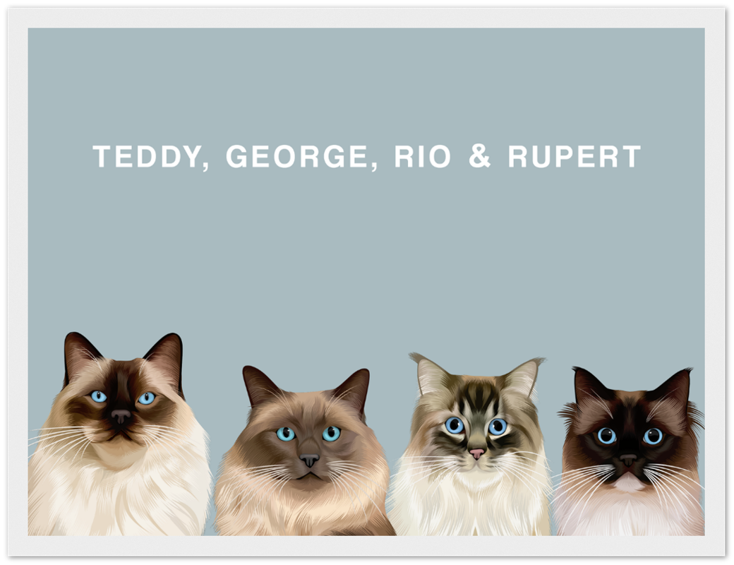 Four Pet Custom Pawtrait