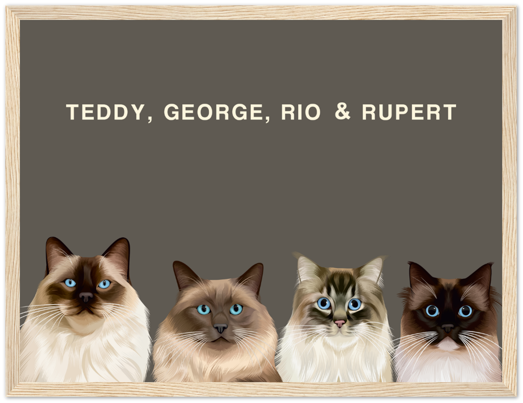 Four Pet Custom Pawtrait