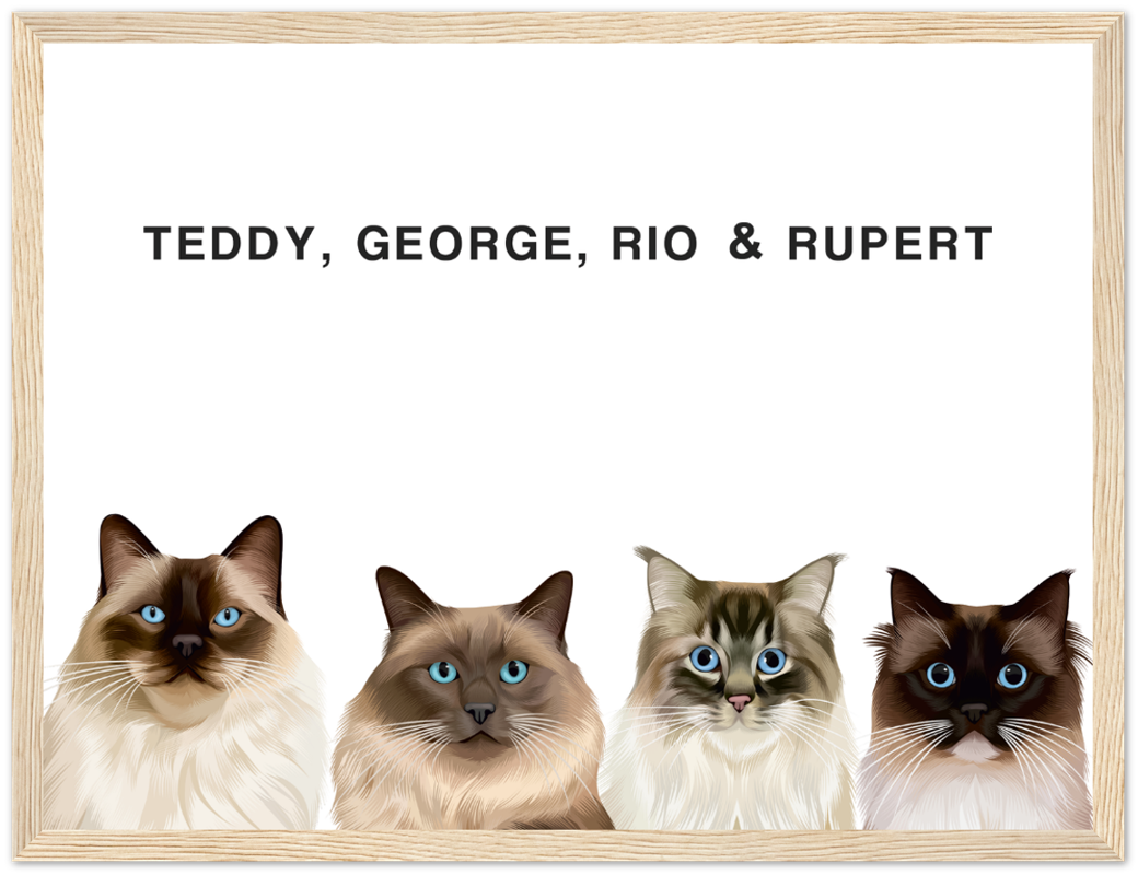 Four Pet Custom Pawtrait