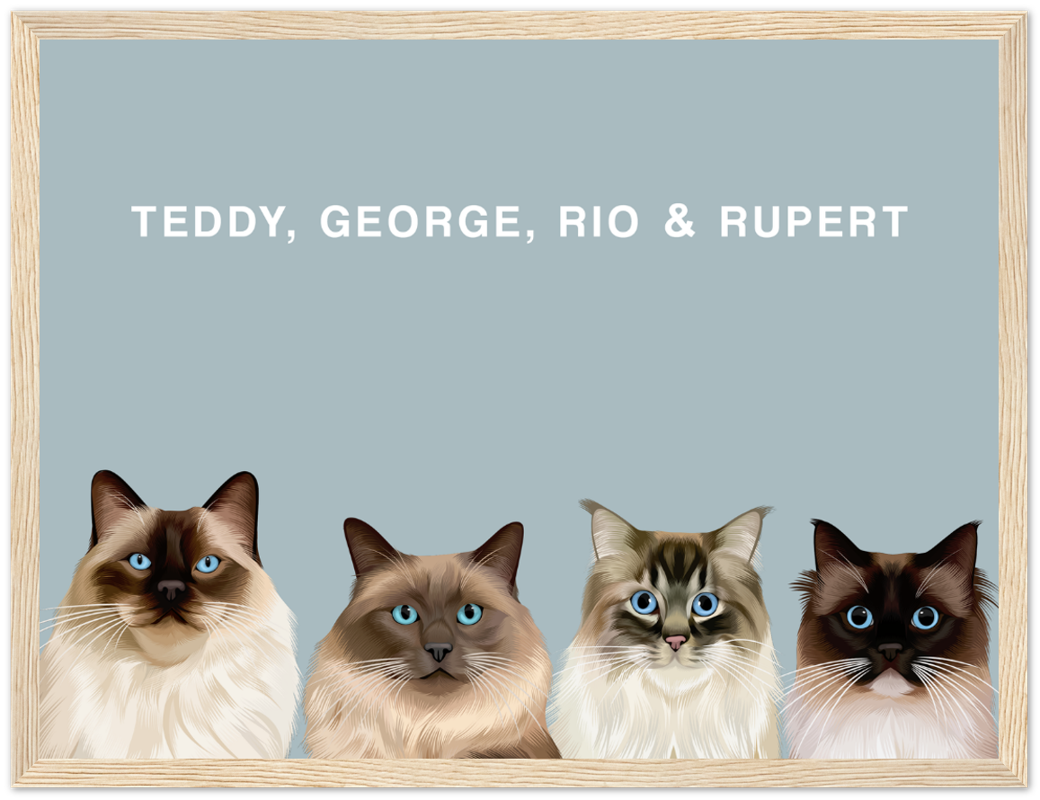 Four Pet Custom Pawtrait