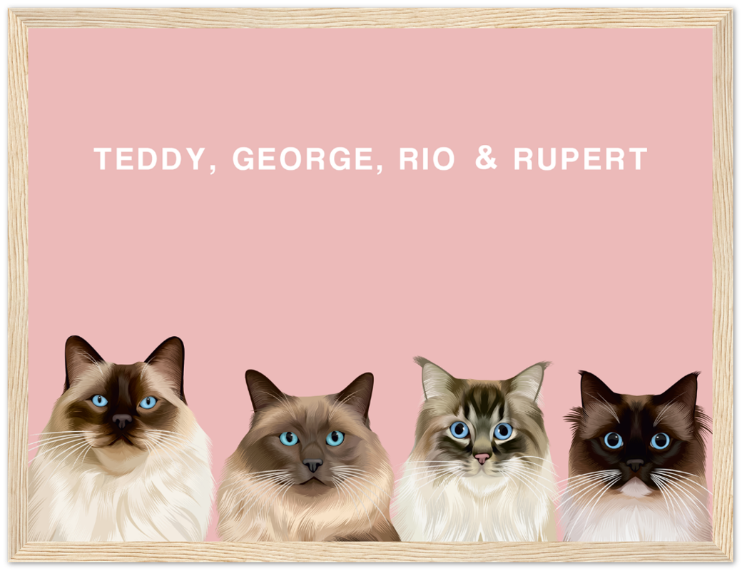 Four Pet Custom Pawtrait