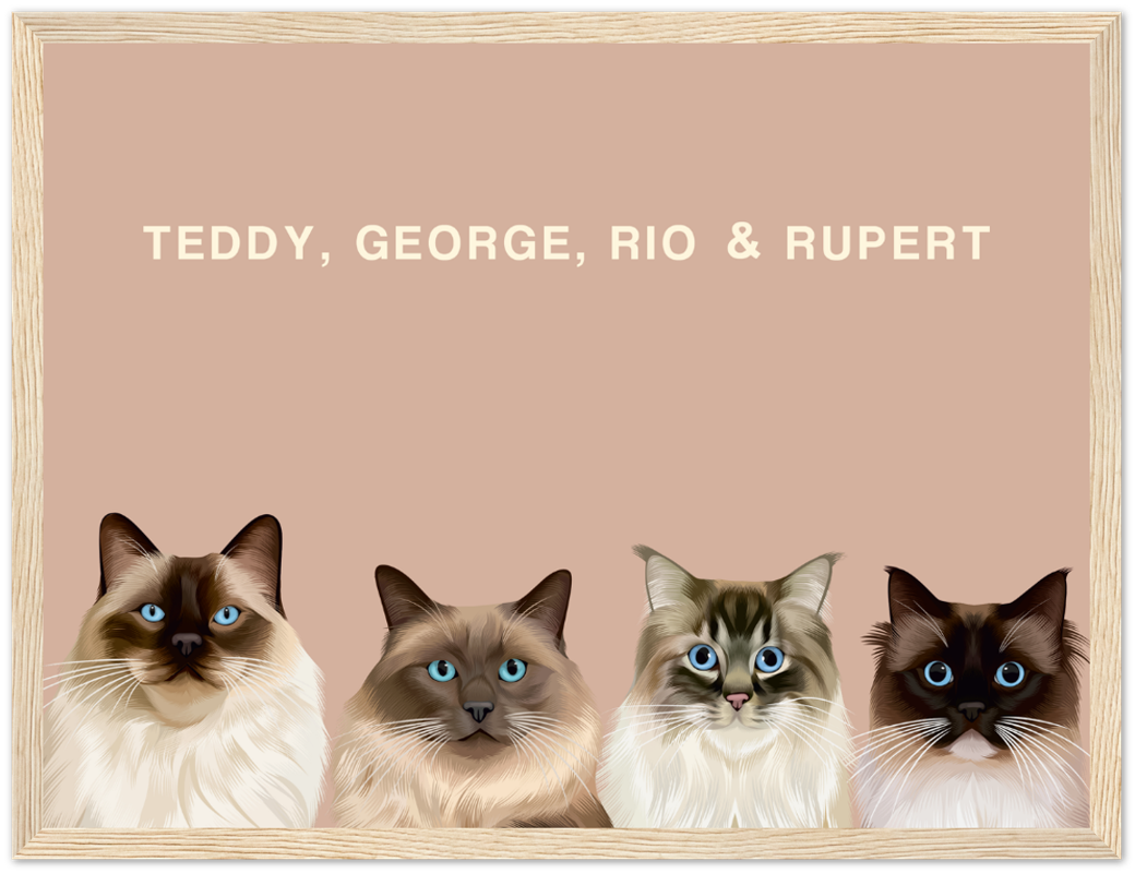 Four Pet Custom Pawtrait