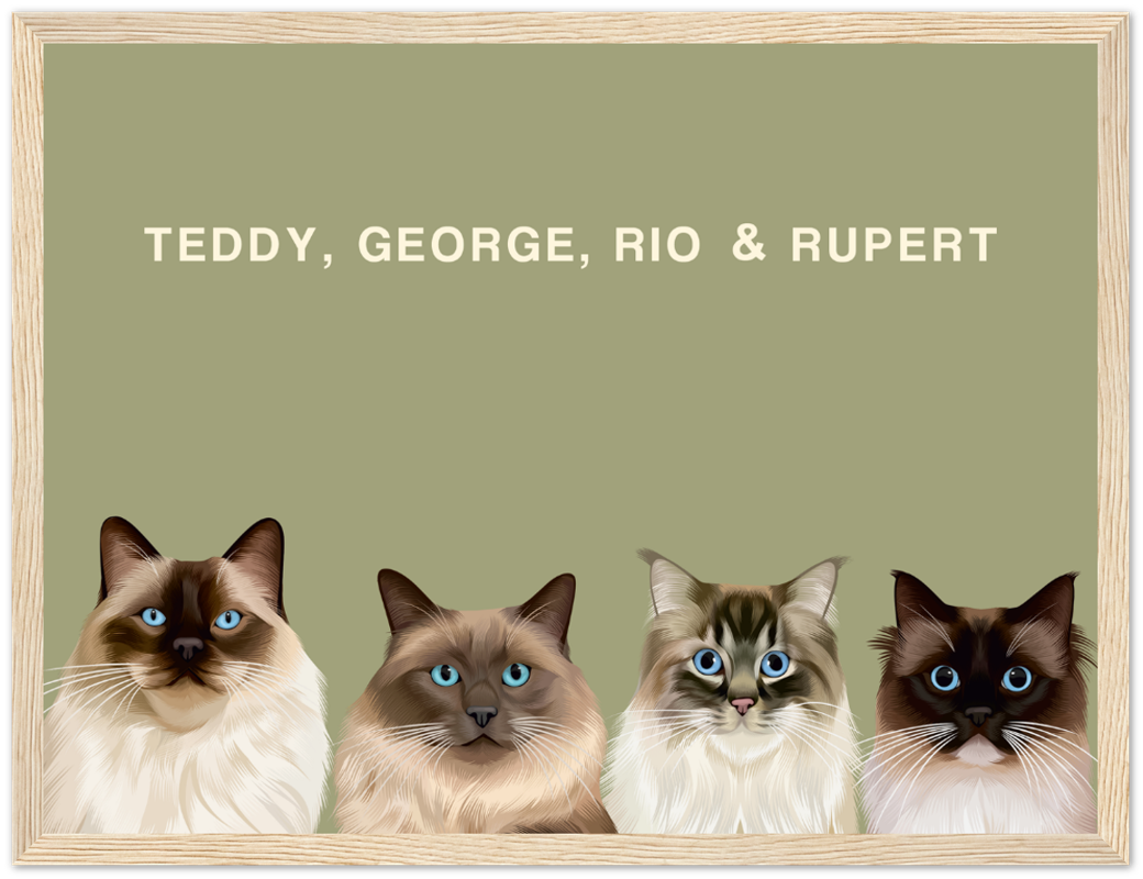 Four Pet Custom Pawtrait